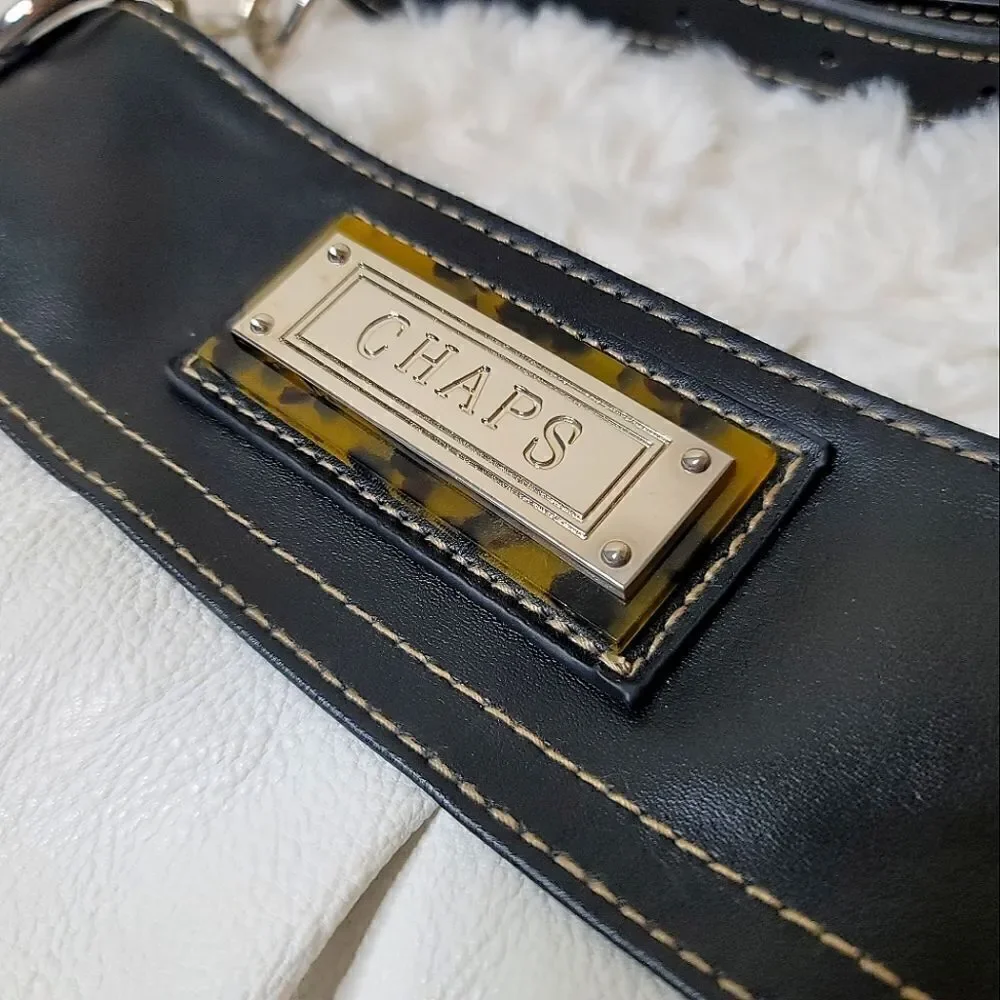 Chaps Colorblock Black & White Faux Leather Crossbody